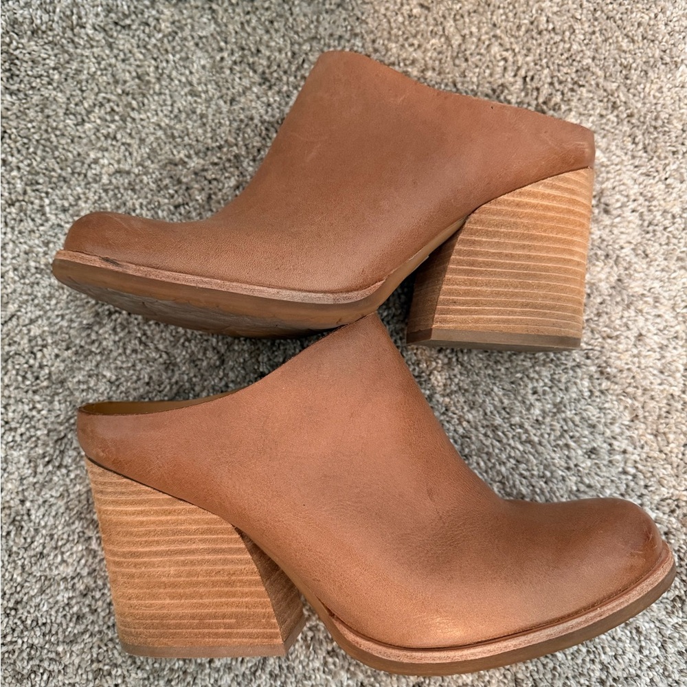 Women's Brown Block Heel Mules